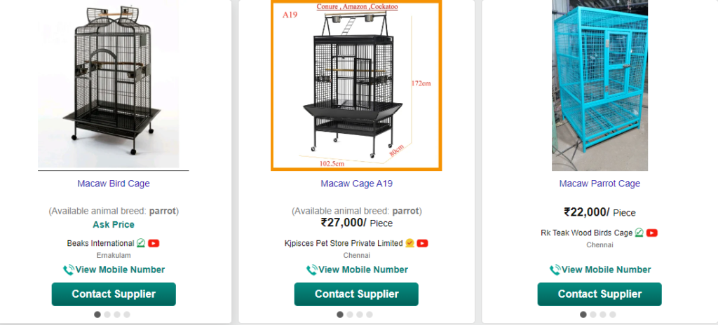cages for Illiger macaw